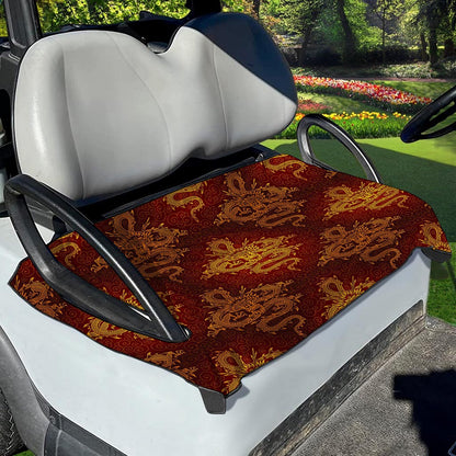 Gold Chinese Dragon Pattern Print Golf Cart Seat Cover