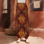 Gold Chinese Dragon Pattern Print Harem Pants