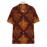 Gold Chinese Dragon Pattern Print Hawaiian Shirt
