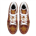 Gold Chinese Dragon Pattern Print High Top Leather Sneakers