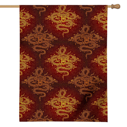 Gold Chinese Dragon Pattern Print House Flag