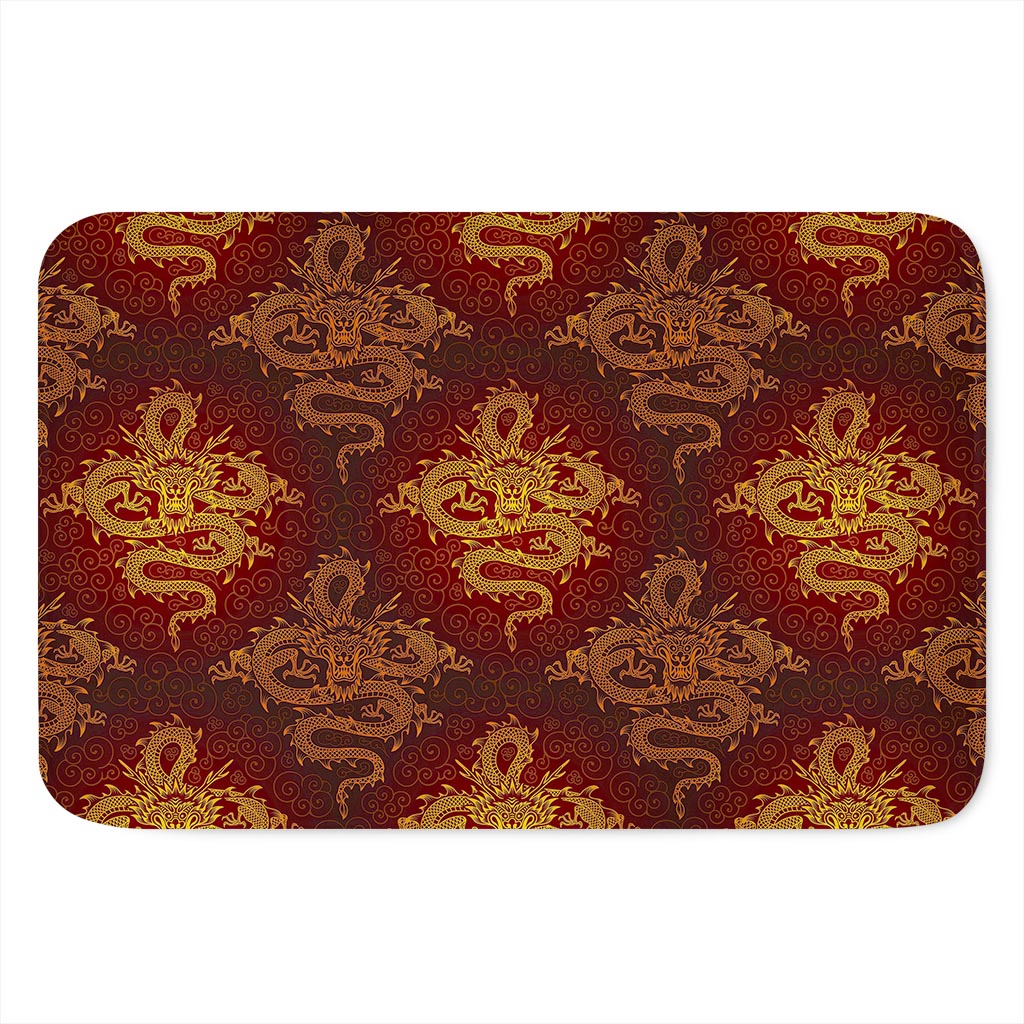 Gold Chinese Dragon Pattern Print Indoor Door Mat