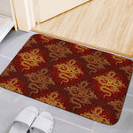 Gold Chinese Dragon Pattern Print Indoor Door Mat