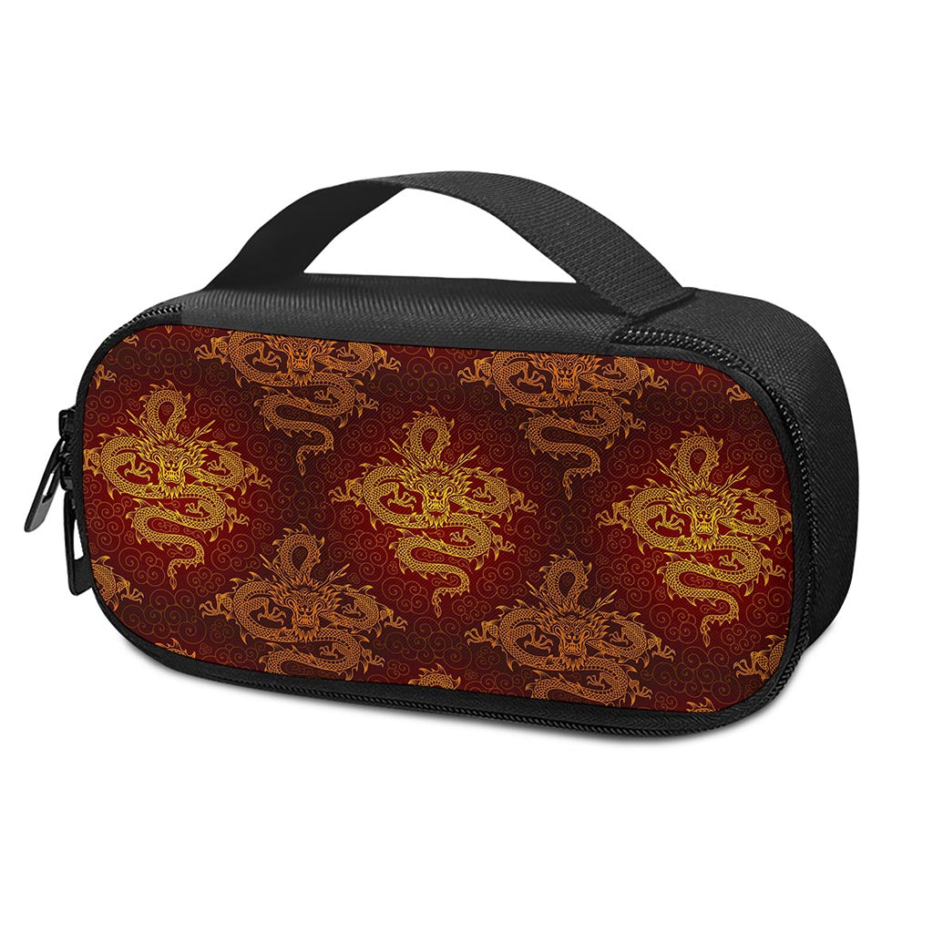 Gold Chinese Dragon Pattern Print Insulin Cooler Travel Case