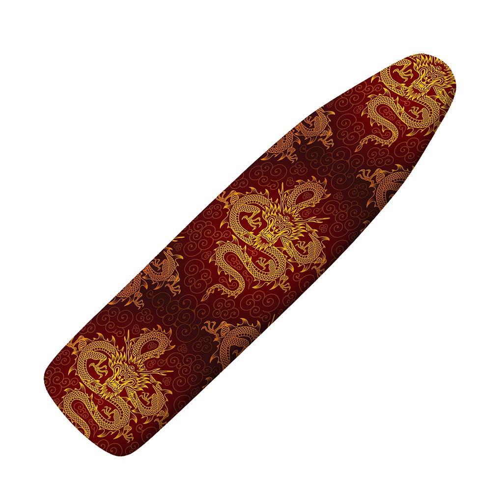 Gold Chinese Dragon Pattern Print Ironing Board Cover