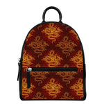 Gold Chinese Dragon Pattern Print Leather Backpack