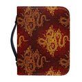 Gold Chinese Dragon Pattern Print Leather Bible Cover