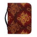 Gold Chinese Dragon Pattern Print Leather Bible Cover