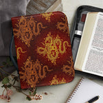 Gold Chinese Dragon Pattern Print Leather Bible Cover