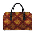 Gold Chinese Dragon Pattern Print Leather Duffel Bag