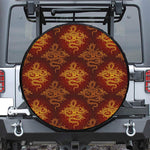 Gold Chinese Dragon Pattern Print Leather Spare Tire Cover