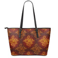 Gold Chinese Dragon Pattern Print Leather Tote Bag With Zipper