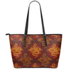 Gold Chinese Dragon Pattern Print Leather Tote Bag