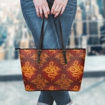 Gold Chinese Dragon Pattern Print Leather Tote Bag