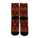 Gold Chinese Dragon Pattern Print Long Socks