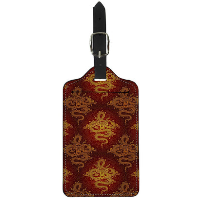Gold Chinese Dragon Pattern Print Luggage Tag
