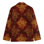 Gold Chinese Dragon Pattern Print Men's Blazer