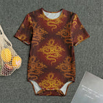 Gold Chinese Dragon Pattern Print Men's Bodysuit