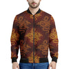 Gold Chinese Dragon Pattern Print Men's Bomber Jacket