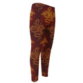 Gold Chinese Dragon Pattern Print Men's Compression Pants