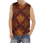 Gold Chinese Dragon Pattern Print Men's Fitness Tank Top
