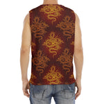 Gold Chinese Dragon Pattern Print Men's Fitness Tank Top