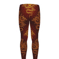 Gold Chinese Dragon Pattern Print Men's Leggings