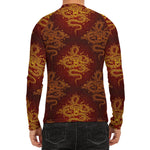 Gold Chinese Dragon Pattern Print Men's Long Sleeve Rash Guard