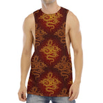 Gold Chinese Dragon Pattern Print Men's Muscle Tank Top
