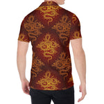 Gold Chinese Dragon Pattern Print Men's Shirt