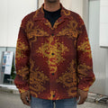 Gold Chinese Dragon Pattern Print Men's Shirt Jacket