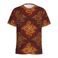 Gold Chinese Dragon Pattern Print Men's Athletic T-Shirt