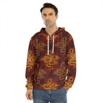 Gold Chinese Dragon Pattern Print Men's Velvet Pullover Hoodie