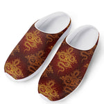 Gold Chinese Dragon Pattern Print Mesh Casual Shoes