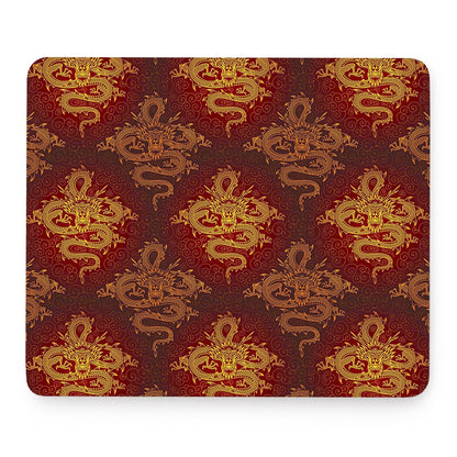Gold Chinese Dragon Pattern Print Mouse Pad