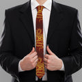 Gold Chinese Dragon Pattern Print Necktie