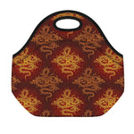 Gold Chinese Dragon Pattern Print Neoprene Lunch Bag