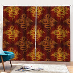 Gold Chinese Dragon Pattern Print Pencil Pleat Curtains