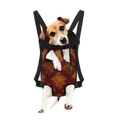 Gold Chinese Dragon Pattern Print Pet Carrier Backpack