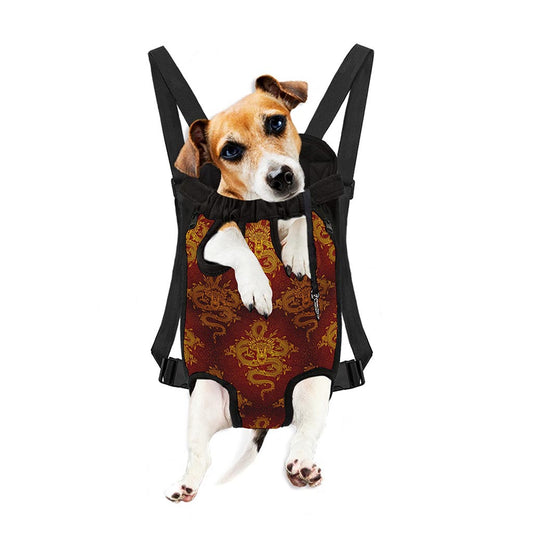 Gold Chinese Dragon Pattern Print Pet Carrier Backpack
