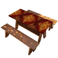 Gold Chinese Dragon Pattern Print Picnic Table Cover