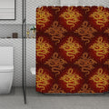 Gold Chinese Dragon Pattern Print Polyester Shower Curtain