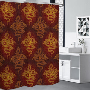 Gold Chinese Dragon Pattern Print Premium Shower Curtain