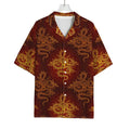 Gold Chinese Dragon Pattern Print Rayon Hawaiian Shirt