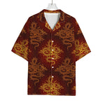 Gold Chinese Dragon Pattern Print Rayon Hawaiian Shirt
