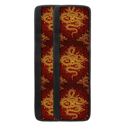 Gold Chinese Dragon Pattern Print Refrigerator Handle Covers