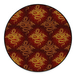 Gold Chinese Dragon Pattern Print Round Floor Mat