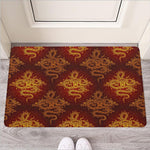 Gold Chinese Dragon Pattern Print Rubber Doormat