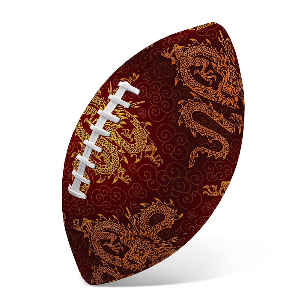 Gold Chinese Dragon Pattern Print Rugby Ball