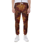 Gold Chinese Dragon Pattern Print Scuba Joggers